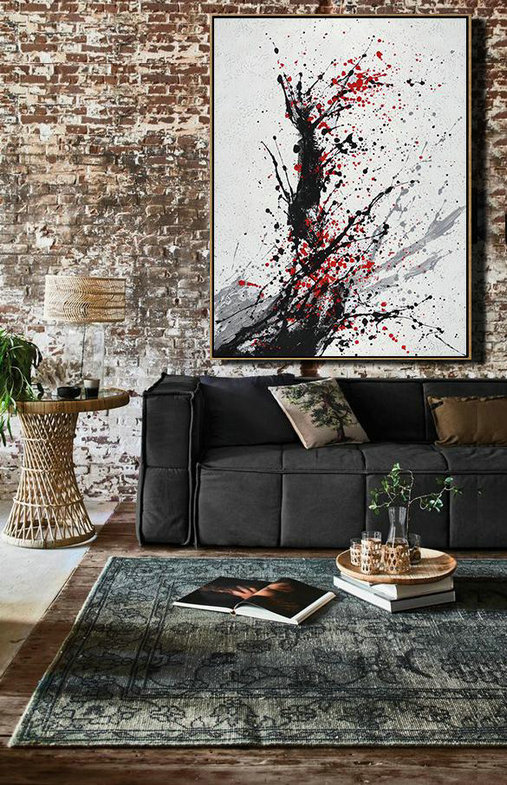 Large Abstract Art,Hand-Painted Black,Large Abstract Art Handmade Acrylic Painting